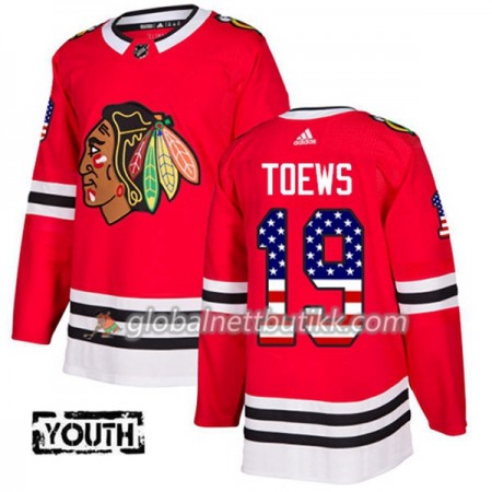 Chicago Blackhawks Hockeydrakt Jonathan Toews 19 2017-2018 USA Flag Fashion Svart Adidas Authentic - Barn